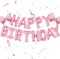 16-Inch Pink Happy Birthday Balloon Letters Banner with 2 Mini Bow Balloons – Foil Mylar Birthday Party Decorations for Girls, Pink Theme Party Supplies (Pink)